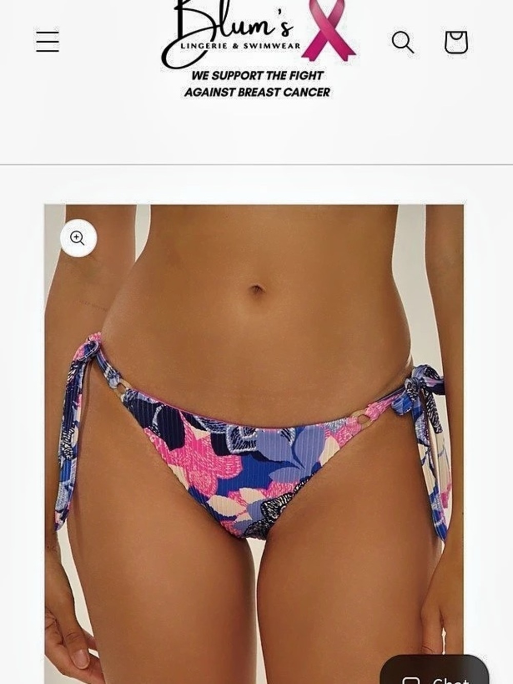 Rebecca Virtue Lanai Tie Side Bikini Bottom Floral Bikini Bottom in Blue & Pink